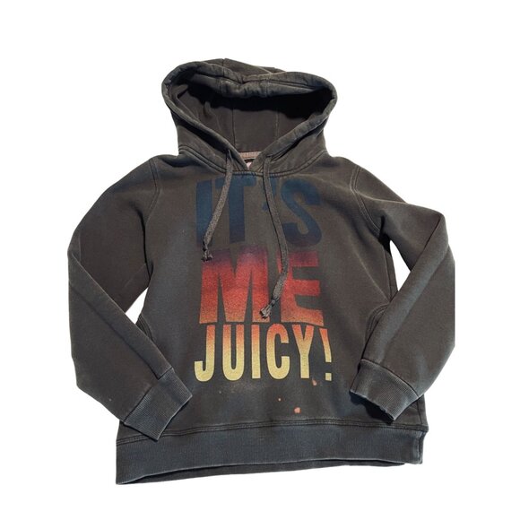 Juicy Couture Tops - Juicy Couture Women's Hoodie "It's Me Juicy!" Graphic Size M Black WORN BLEACHED